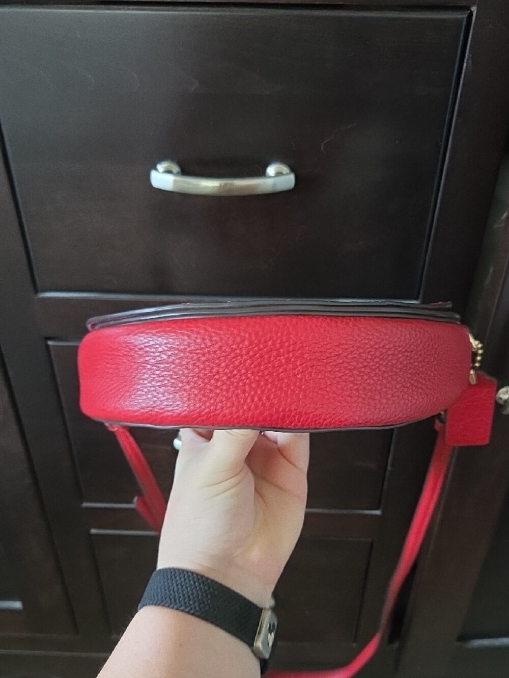Coach Ellen Crossbody Bag with Diagonal Stripes - Red & Chalk White - Picture 7 of 16